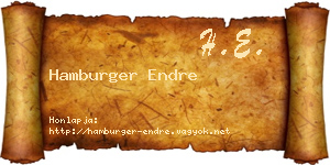 Hamburger Endre névjegykártya